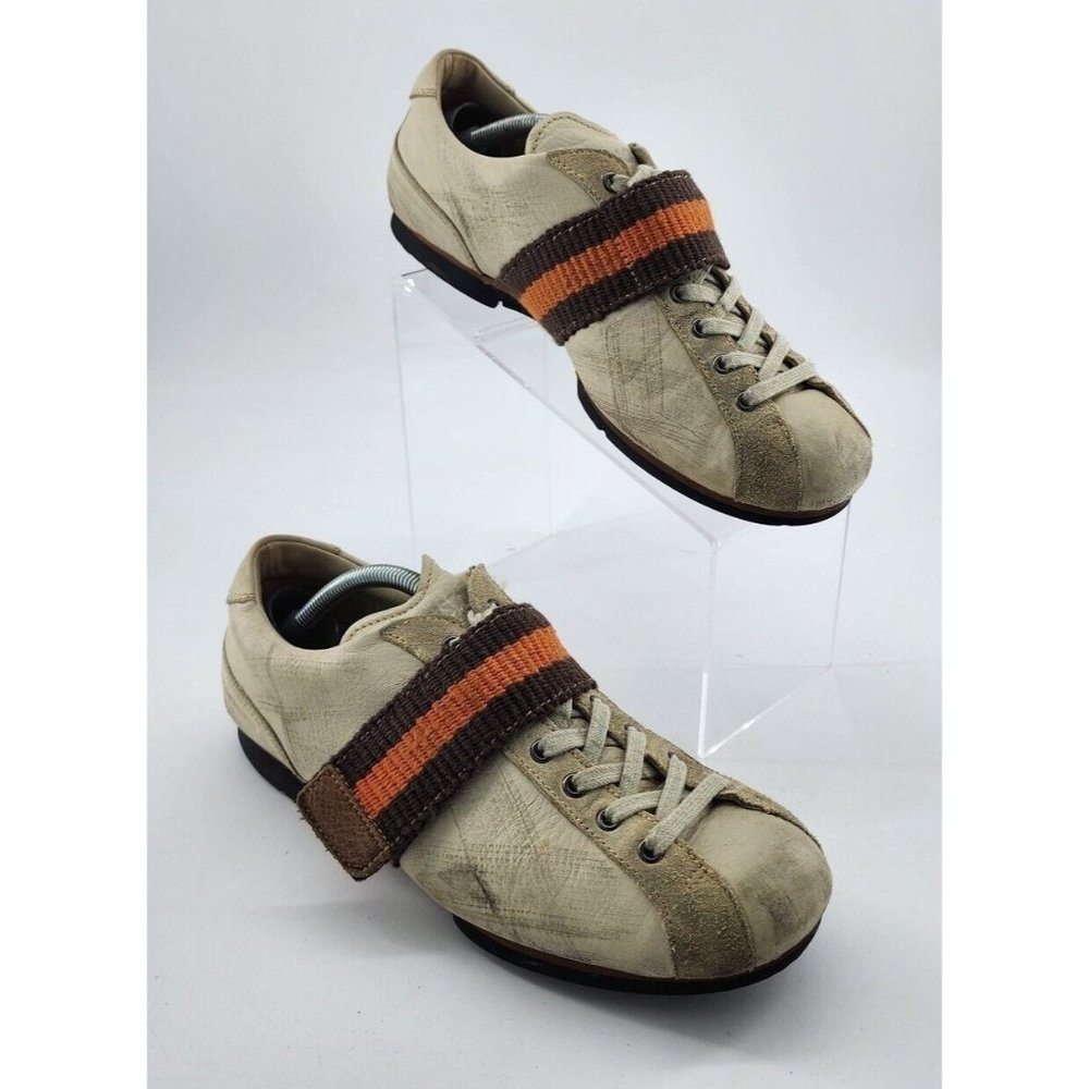 Blackstone Mens Low Top Lace Up Distressed Leather Shoes w/ Strap EU 41 US 8-8.5